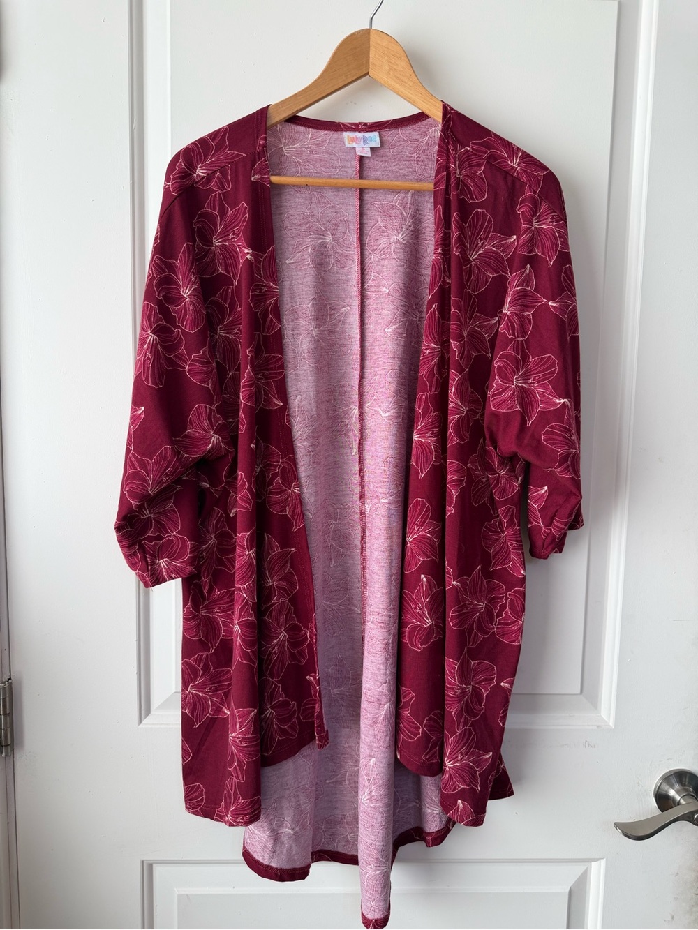 Women's Floral Open-Front Cardigan - Burgundy